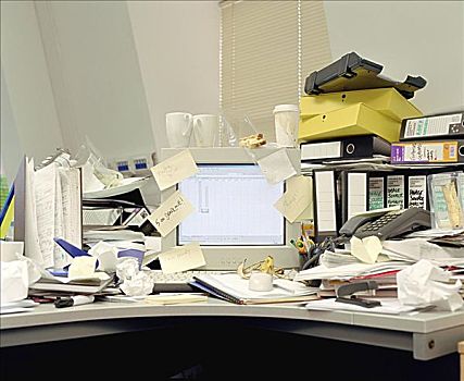 凌亂,辦公室,書桌