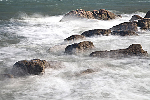 大海,海浪,礁石,潮水,动荡,潮汐,北戴河