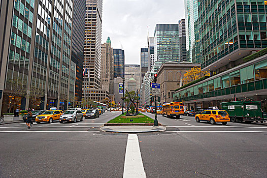 纽约的街道和出租车
