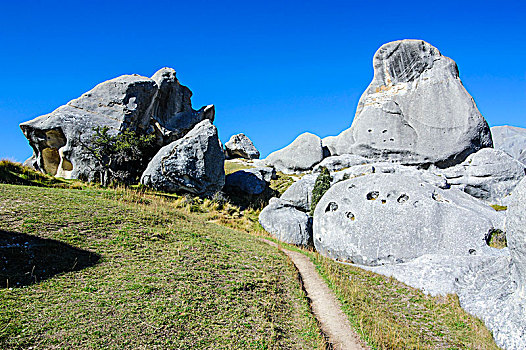 石灰石,地层出露,城堡,山,南岛,新西兰