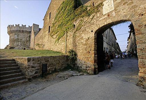 城墙,大门,里窝那,省,托斯卡纳,意大利,欧洲