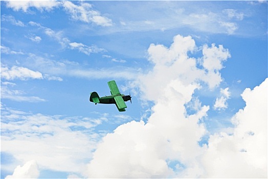 小,绿色,飞机,飞,蓝天