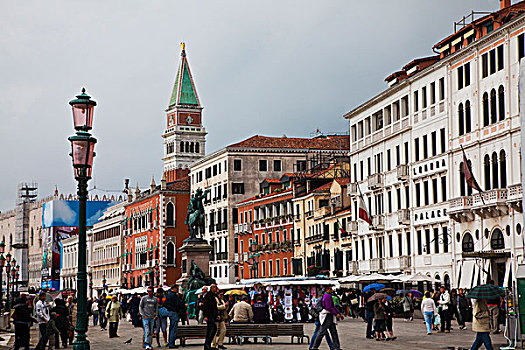欧洲,意大利,威尼斯,人行道,场景,靠近,广场