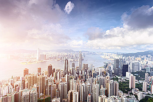 全景,摩天大樓,河