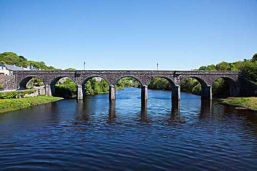 铁路桥,上方,河,纽波特,梅奥县,爱尔兰