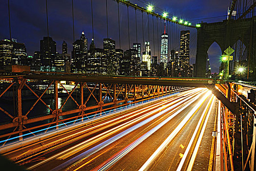 光影,布鲁克林大桥,纽约,美国