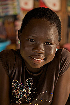 苏丹人,女孩,朱巴,南,苏丹,十二月,2008年
