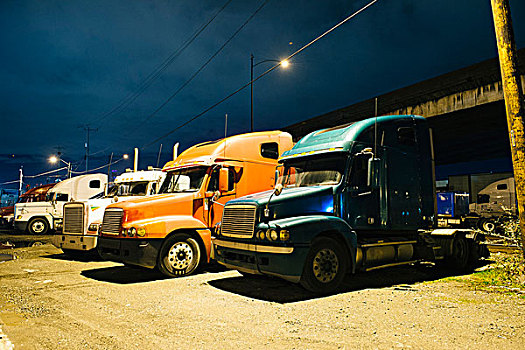 停放,卡车,夜晚,西雅图,美国