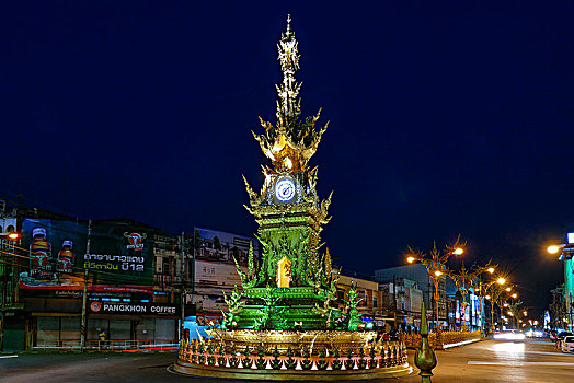 金色,钟楼,清莱,泰国
