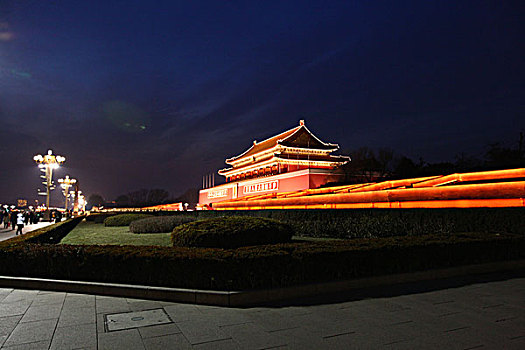 中国,北京,天安门,广场,毛主席,五星红旗,华表,全景,地标,传统,夜景