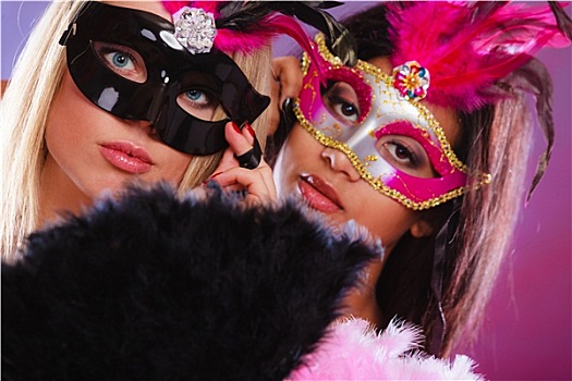 两个女人,节庆,威尼斯人,面具