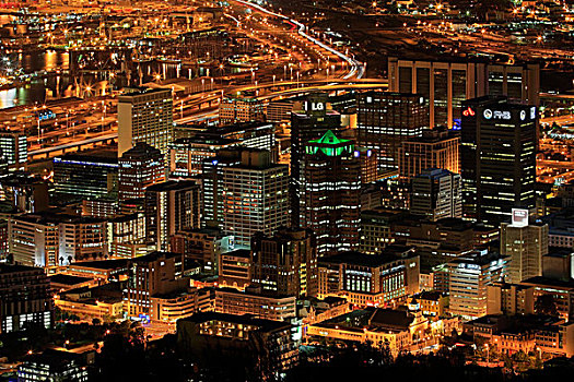 市区,城镇,夜晚,南非,非洲