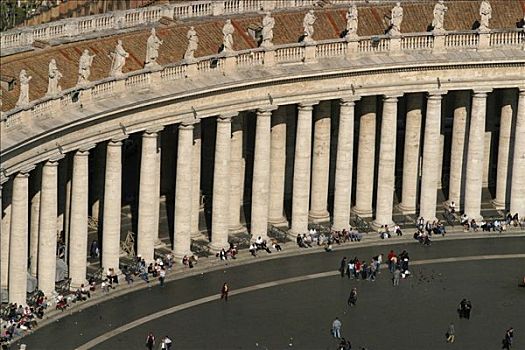 柱廊,多利安式,柱子,雕塑,广场,梵蒂冈城,罗马,意大利