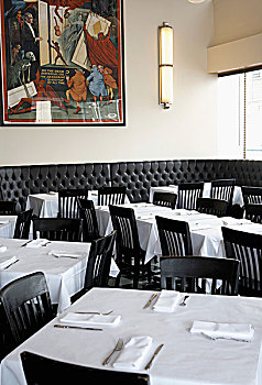餐馆,餐厅,桌子,白色,桌布,黑色,椅子