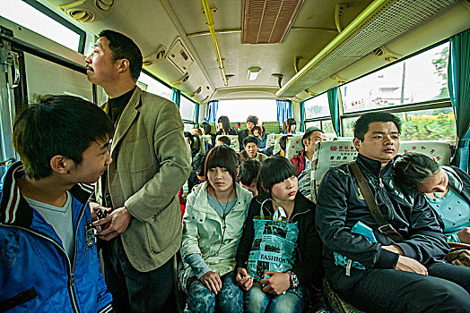 公交车,乘客,乡村