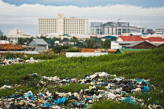 垃圾堆,近郊,城市,金边,柬埔寨