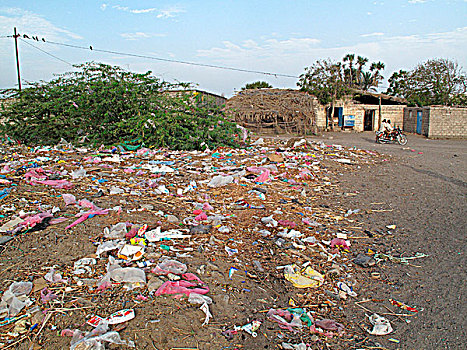 也门,垃圾,街道