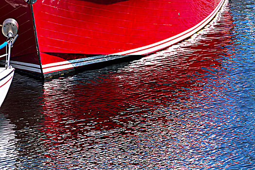 红色,帆船,反射,港口,华盛顿