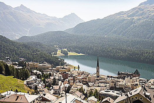风景,湖,恩格达恩,瑞士