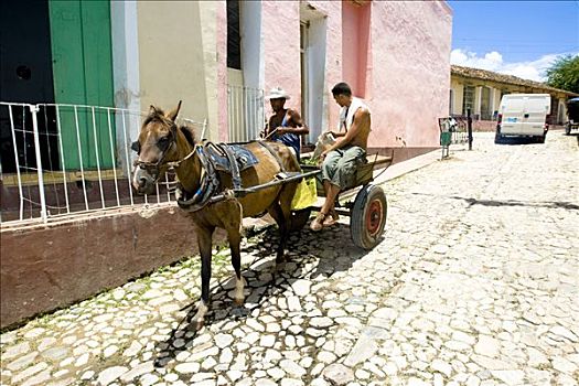 古巴人,旅行,马车,特立尼达,省,古巴,拉丁美洲