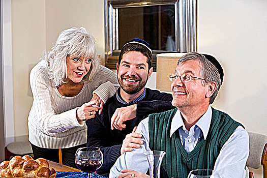 中年,犹太,男人,在家,老人,父母