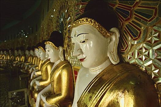 缅甸,山,曼德勒,线条,佛像