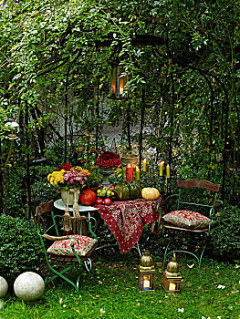 花园桌,秋天,装饰,时髦,氛围