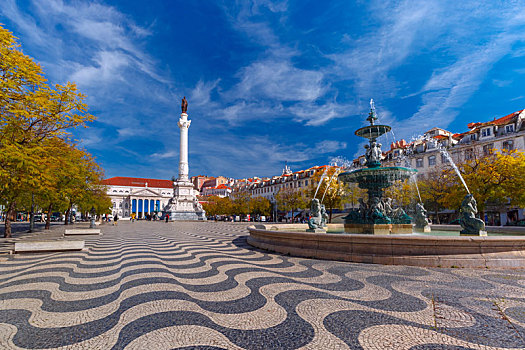罗斯奥广场,波状,图案,里斯本,葡萄牙
