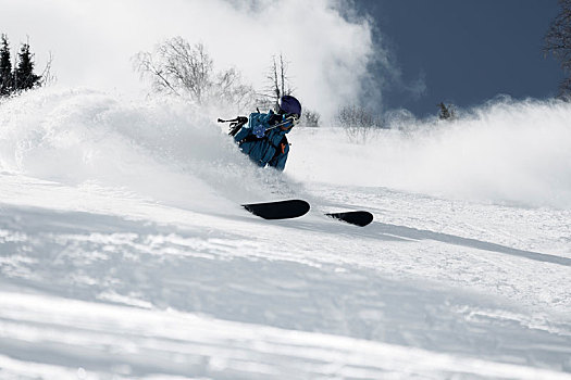 男性,滑雪,山坡,仰视,隆河阿尔卑斯山省,法国