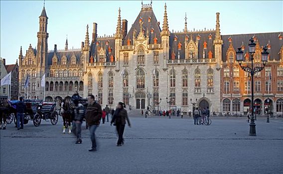 比利时,布鲁日,法院,最好,样板,整修,新哥德式,风格,一半,19世纪,左边,复杂,房子,省