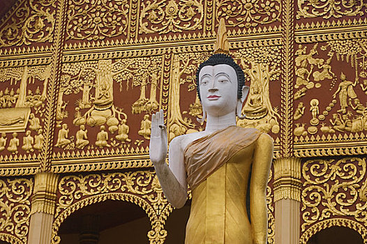 老挝,万象,佛塔,北方,庙宇,佛像