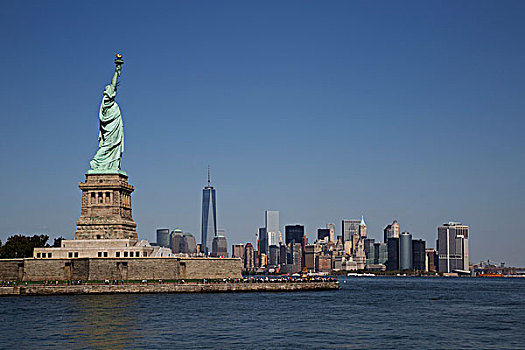 自由女神像,纽约,天际线,美国