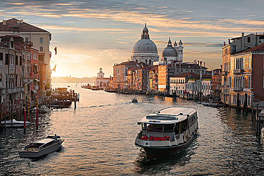 漂亮,平静,日落,上方,大运河,威尼斯,意大利