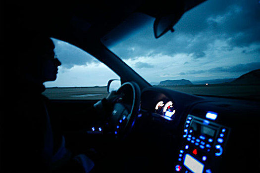 驾驶,路线,黄昏,冰岛