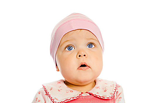 女婴,粉红裙,帽子,头像,工作室,隔绝