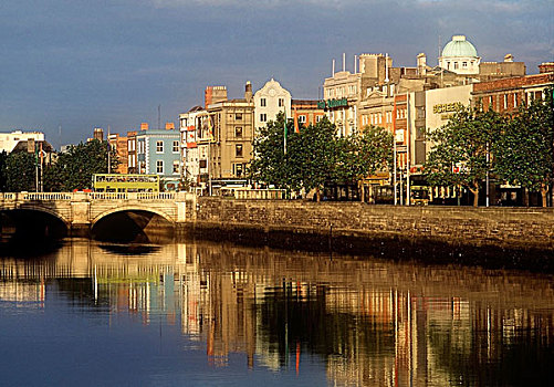 桥,穿过,利菲河,都柏林,爱尔兰
