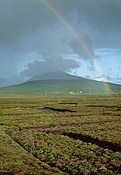 阿基尔岛,爱尔兰,彩虹,上方,山