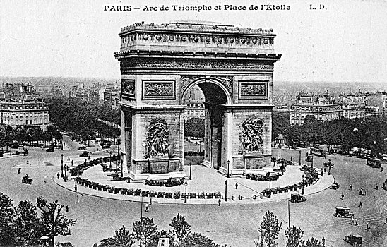 拱形,地点,巴黎,法国,早,20世纪,艺术家,未知