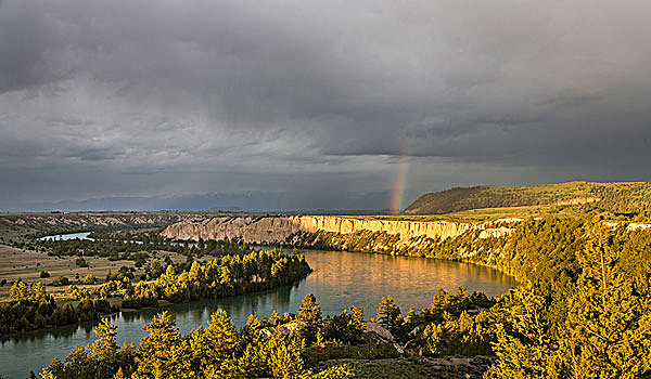 彩虹,上方,粘土,悬崖,河,靠近,蒙大拿,美国