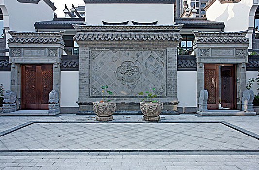 中式庭院中庭照壁