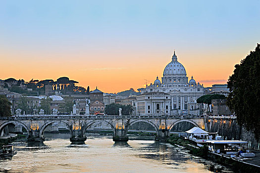 大教堂,晚间,亮光,罗马,拉齐奥,意大利,欧洲