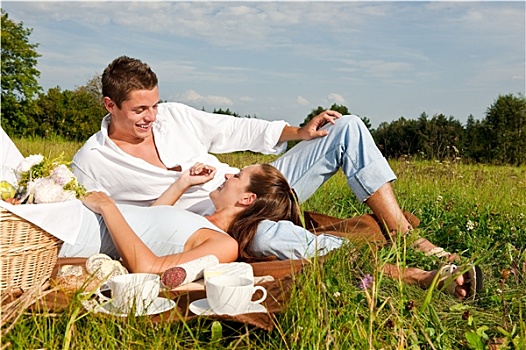 野餐,浪漫,情侣,春天,自然