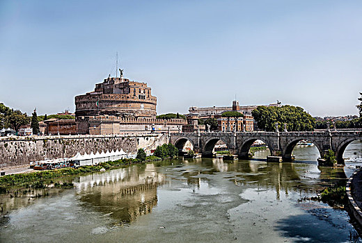 城堡,台伯河,罗马,意大利,欧洲