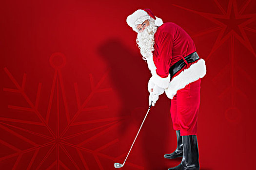 高兴,圣诞老人,玩,高尔夫