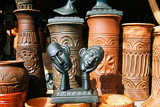 陶器,展示,店,达卡,孟加拉,2008年