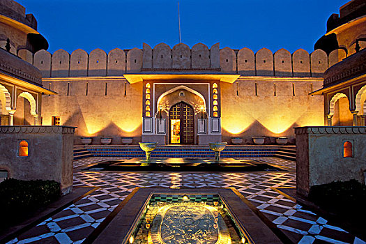 宫殿,酒店,入口,龙目岛,斋浦尔,拉贾斯坦邦,印度,亚洲