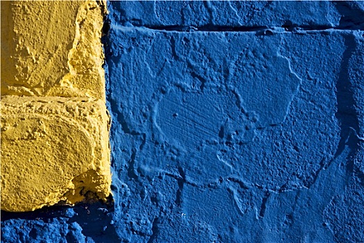 彩色,墙壁,黄色,蓝色