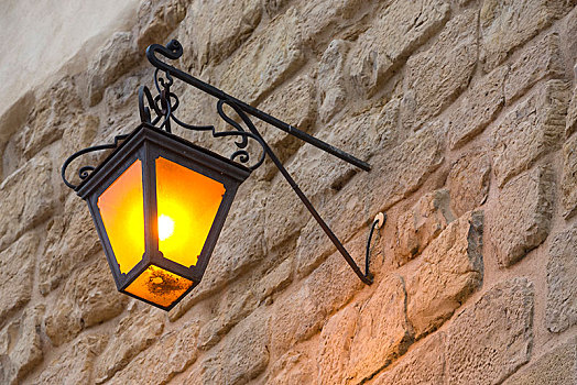 路灯,石墙,可因布拉,区域,葡萄牙,欧洲