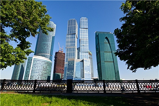 摩天大楼,莫斯科,城市,蓝天,云