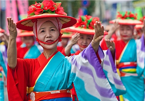 日本人,女性,节日,舞者,和服